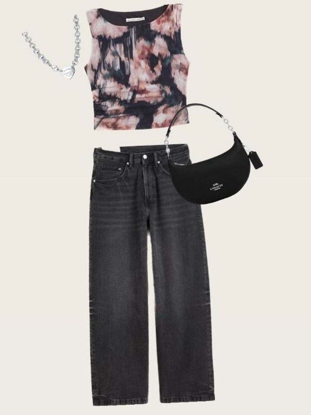 Abercrombie & Fitch Tie-Dye Ribbed Cropped Camisole - Black & Pink